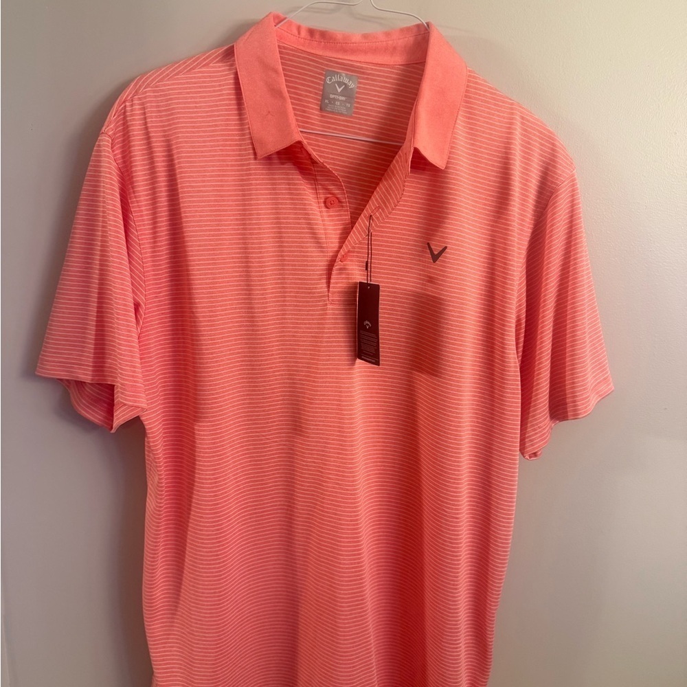 Callaway Men’s Opti-Dri Golf Polo Shirt – XL – Sunkissed Coral Heather